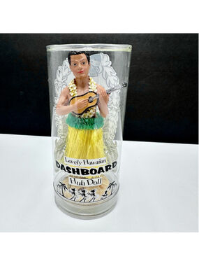 VTG Classic Hawaiian Male Dashboard Hula Doll Yellow Skirt 6" Ukulele